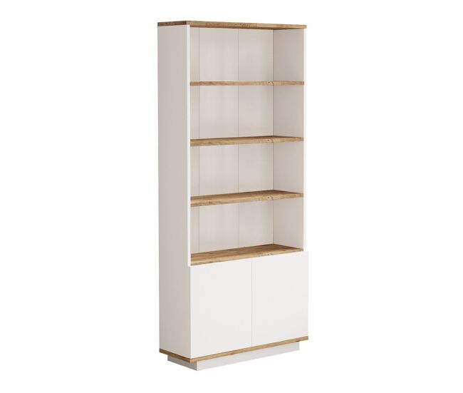 Librería con 2 puertas y 4 estantes acabado pino atlántico y blanco h168,3 cm