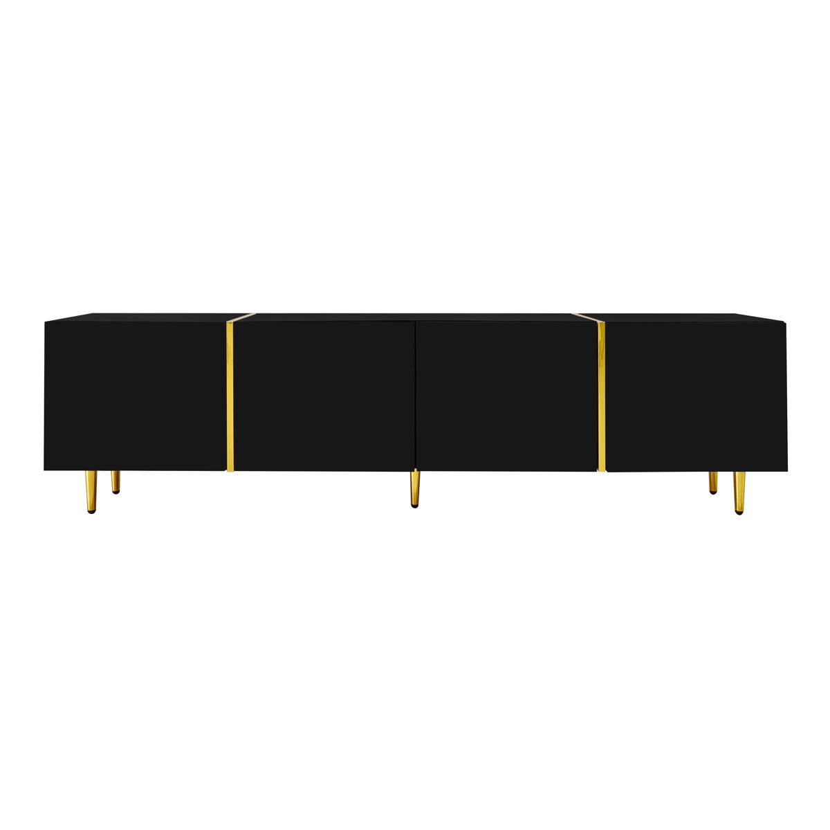 mueble tv l 170 cm - con 4 puertas - mdf - negro