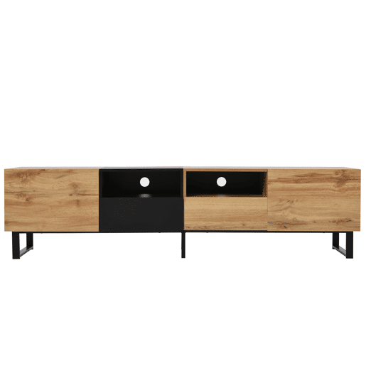 Armário TV 190cm - 2 portas + 2 gavetas + 2 compartimentos - estilo industrial - Natural