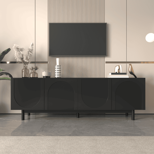 Suporte de TV moderno - com prateleiras ajustáveis - em aglomerado de partículas - Preto