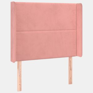 vidaXL Cabeceira de cama c abas veludo 93x16x118128 cm rosa