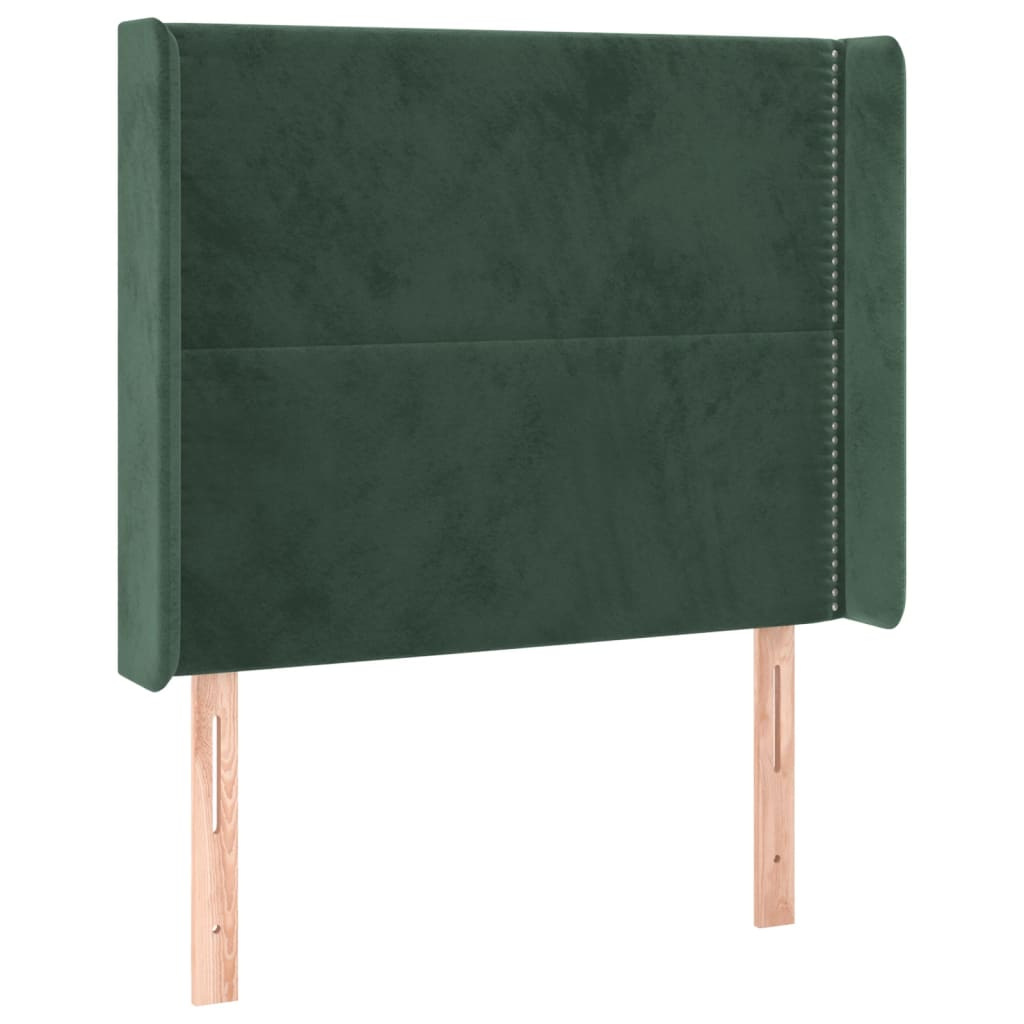 Vidaxl cabecero con orejas de terciopelo verde oscuro 103x16x118/128cm