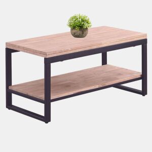 Mesa de Centro Steve Sala de Estar Sala de Jantar Elevável e Extensível Cor Carvalho Nórdico e Preto Fosco 47-62x100x45-90 cm