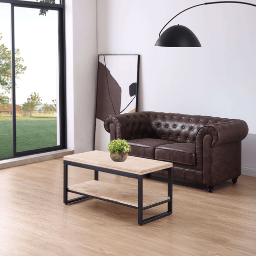 Mesa de Centro Steve Sala de Estar Sala de Jantar Elevável e Extensível Cor Carvalho Nórdico e Preto Fosco 47-62x100x45-90 cm Mesa de Centro Steve Sala de Estar Sala de Jantar Elevável e Extensível Cor Carvalho Nórdico e Preto Fosco 47-62x100x45-90 cm
