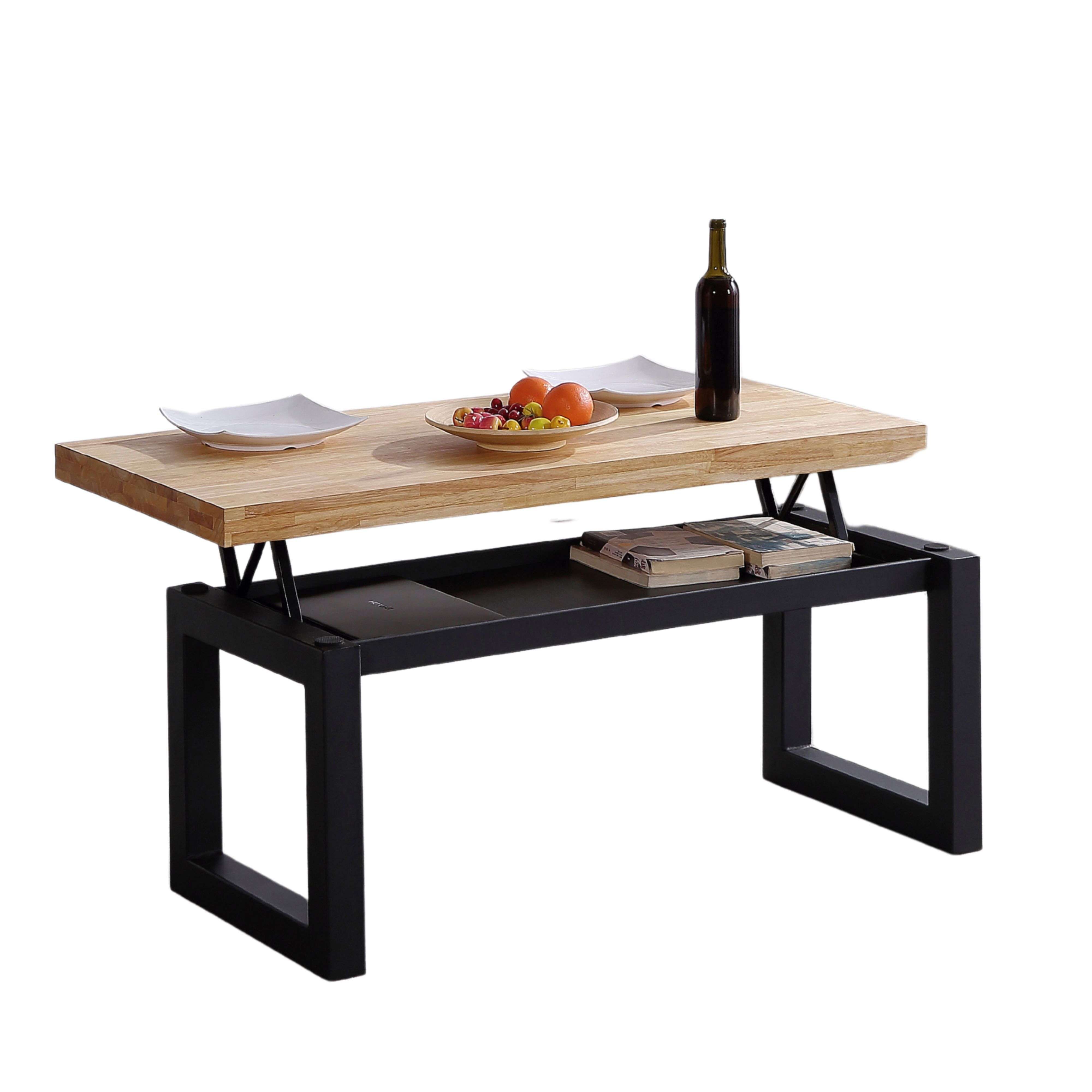 Mesa Centro Elevable Salón Comedor 120x60 Roble