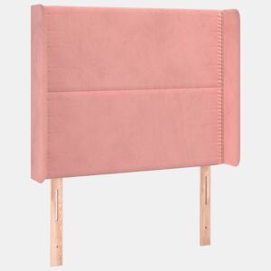 vidaXL Cabeceira de cama c abas veludo 83x16x118128 cm rosa