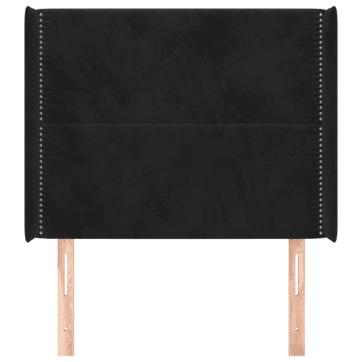 vidaXL Cabeceira de cama c abas veludo 103x16x118128 cm preto