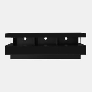 Armário TV com LED 160 cm - 3 compartimentos de vidro - Controlado por APP - Adequado para TV de 70u201D - Preto