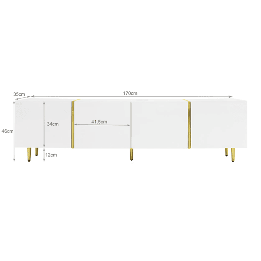 Mesa de TV L 170 cm - com 4 portas - MDF - Branco
