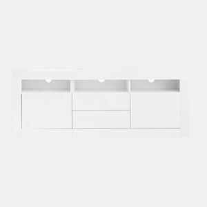 Móvel TV 160 cm adequado para TV de 70u201D - com LED - 2 portas 2 gavetas 3 compartimentos abertos - Branco
