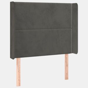 vidaXL Cabeceira cama c abas veludo 103x16x118128 cm cinzento-escuro