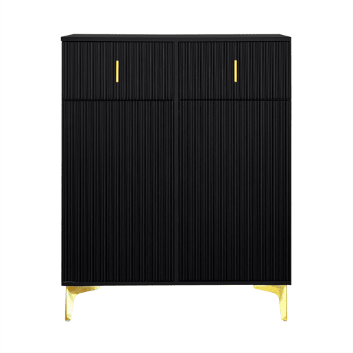 Aparador moderno - 2 portas com prateleiras reguláveis e 2 gavetas - Preto