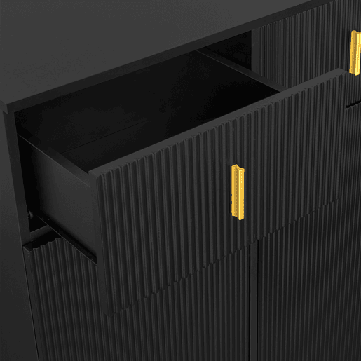 Aparador moderno - 2 portas com prateleiras reguláveis e 2 gavetas - Preto