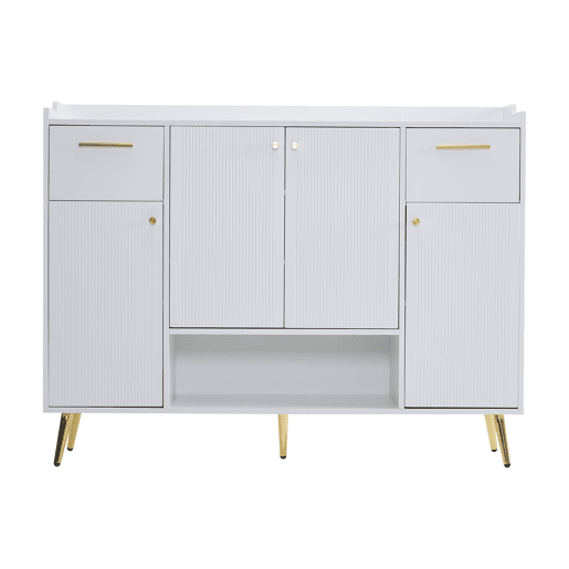 Sapateira - 2 gavetas + 4 portas + compartimento aberto - Branco