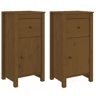 vidaXL Aparadores 2 pcs 40x35x80 cm pinho maciço castanho mel