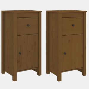 vidaXL Aparadores 2 pcs 40x35x80 cm pinho maciço castanho mel