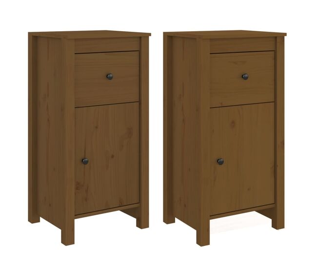Vidaxl aparadores 2 uds madera maciza de pino marrón miel 40x35x80 cm