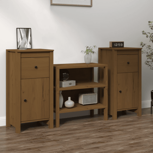 vidaXL Aparadores 2 pcs 40x35x80 cm pinho maciço castanho mel vidaXL Aparadores 2 pcs 40x35x80 cm pinho maciço castanho mel