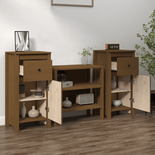 vidaXL Aparadores 2 pcs 40x35x80 cm pinho maciço castanho mel vidaXL Aparadores 2 pcs 40x35x80 cm pinho maciço castanho mel