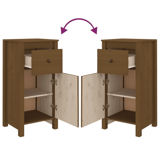 vidaXL Aparadores 2 pcs 40x35x80 cm pinho maciço castanho mel vidaXL Aparadores 2 pcs 40x35x80 cm pinho maciço castanho mel