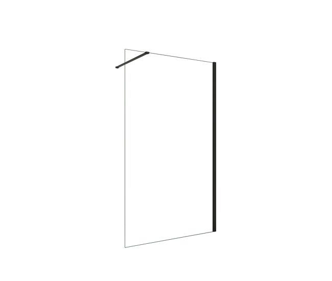 Mampara de ducha fija,perfil negro mate,vidrio antical 8mm con barra1 de 90cm tamaño (68-70)x200cm