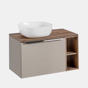 Móvel lavatório individual 80cm 2 nichos Éros Taupe