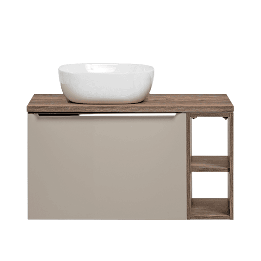 Móvel lavatório individual 80cm 2 nichos Éros Taupe