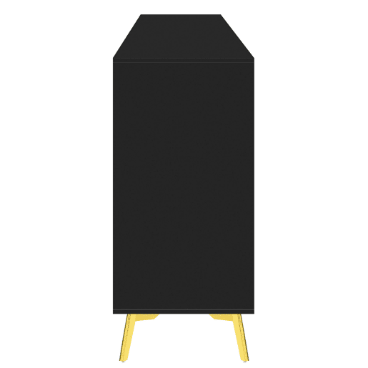 Aparador moderno - 2 portas de vidro com 4 gavetas e prateleiras reguláveis - Preto
