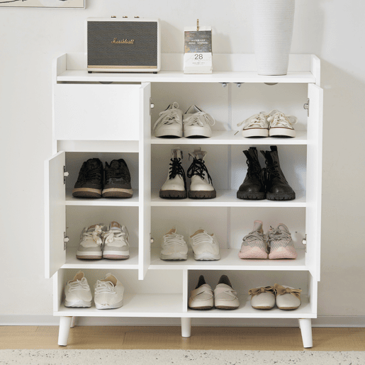 Sapateira - 7 compartimentos e 1 gaveta - com prateleiras reguláveis - Branco