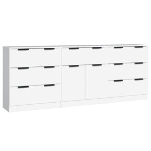 VidaXL 3 pcs aparadores derivados de madeira branco