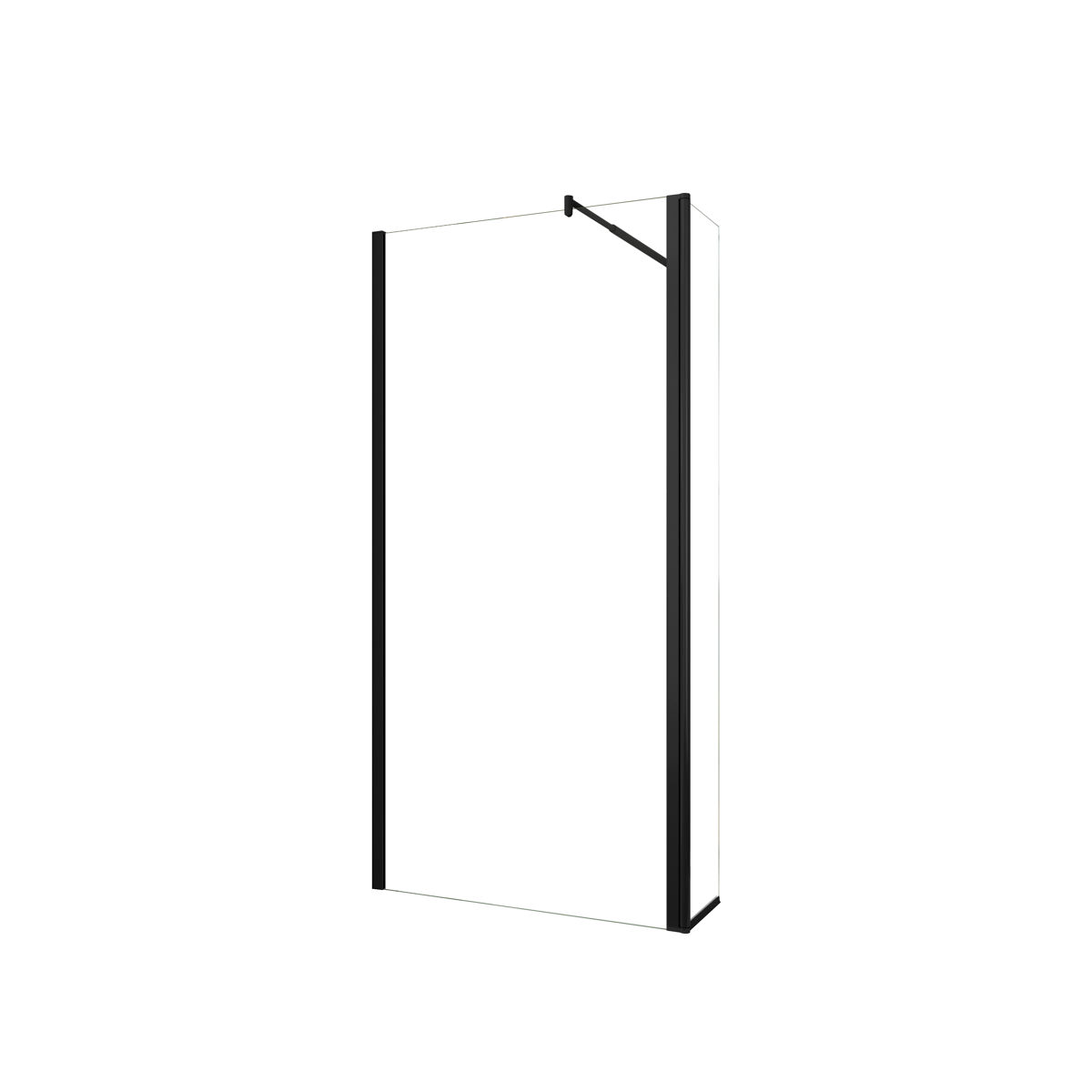Mampara de ducha fija 2hojas panel fijo+lateral giratorio vidrio 8mm antical con barra negra mate 70-120cm tamaño[(143.9-145.9)+30]x200cm