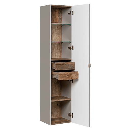 Conjunto móvel lavatório individual 80cm 2 nichos coluna Éros Taupe