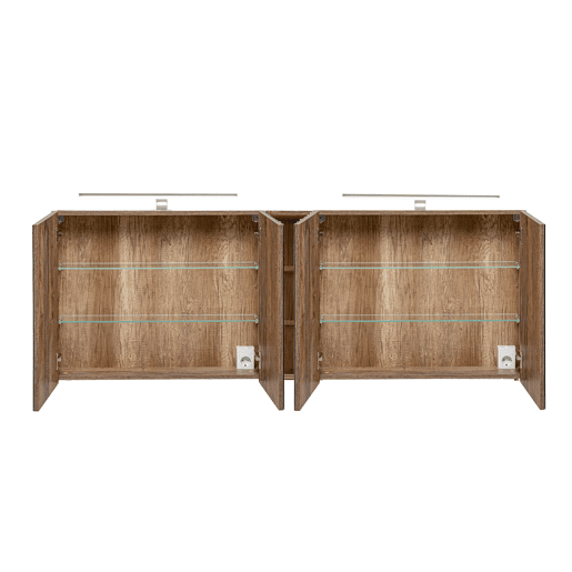 Conjunto móvel lavatório duplo 180cm 2 nichos coluna e armário de parede Eros Toupeira