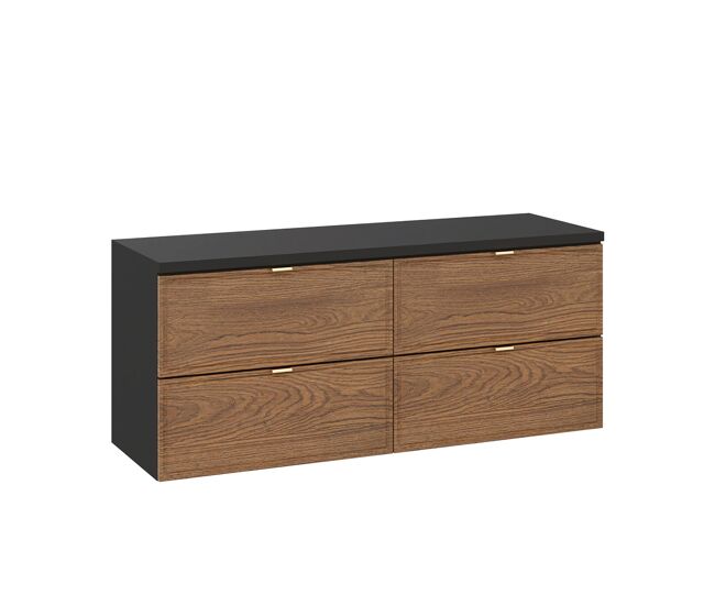Mueble bajo lavabo 120cm encimera elena madera y negro