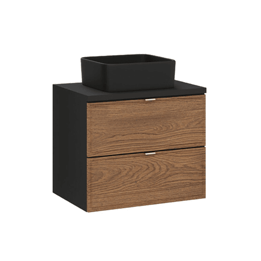 Móvel lavatório simples 60cm Elena Madeira e preto Móvel lavatório simples 60cm Elena Madeira e preto