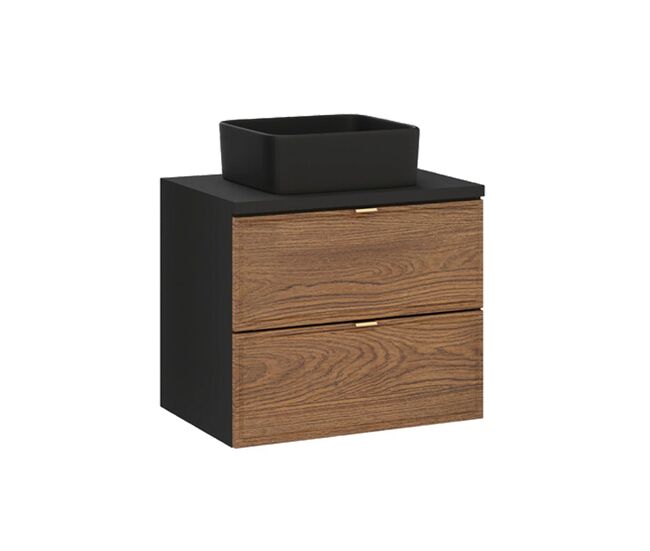 Mueble lavabo individual 60cm elena madera y negro