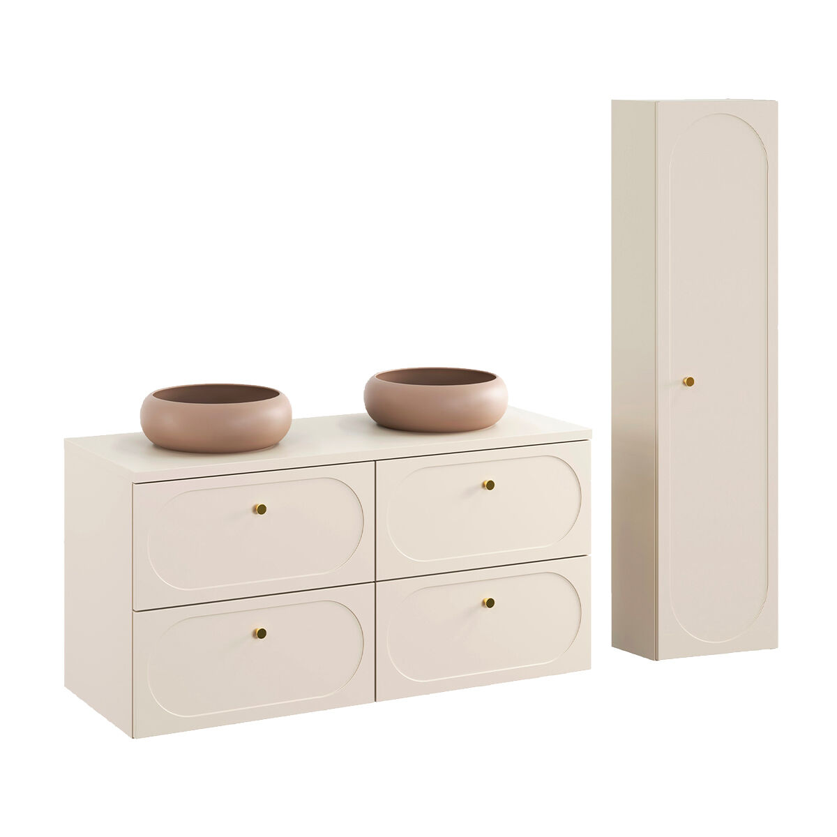 Conjunto mueble lavabo doble y columna Sanae