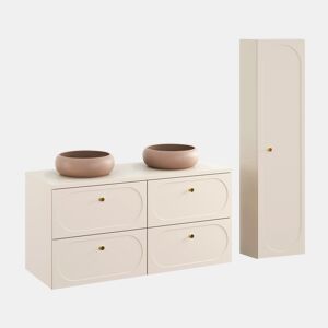 Conjunto móvel lavatório duplo 120cm e coluna Sanae Bege areia