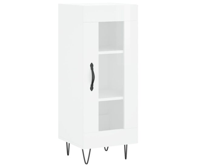 Vidaxl aparador de madera contrachapada blanco brillante 34,5x34x90 cm