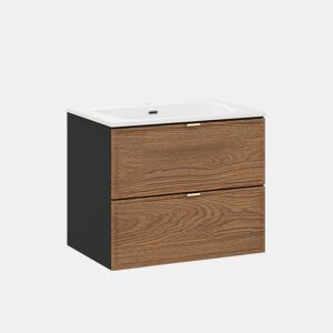 Móvel lavatório simples encastrável 60cm Elena Madeira e preto