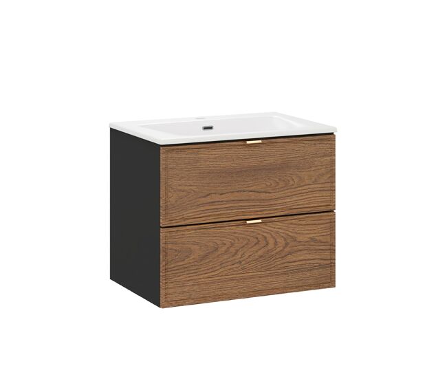 Mueble lavabo individual encastrado 60cm elena madera y negro