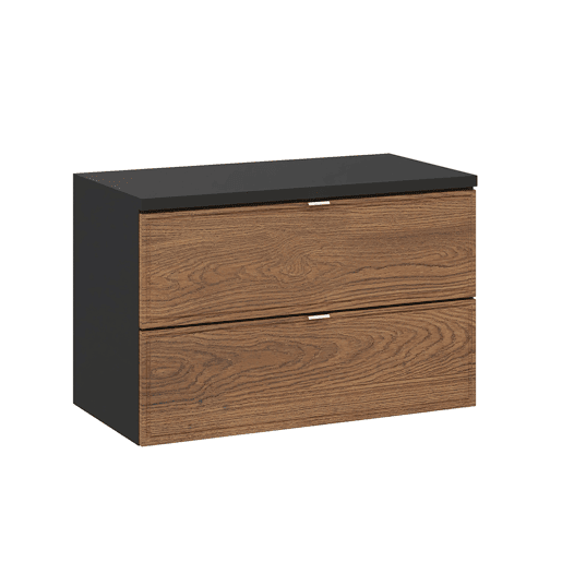 Móvel sob-lavatório 80cm plano de toilette Elena Madeira e preto