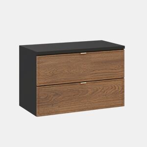 Móvel sob-lavatório 80cm plano de toilette Elena Madeira e preto