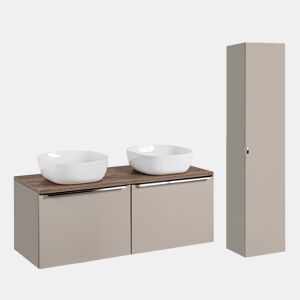 Conjunto móvel lavatório duplo 120cm e coluna Eros Toupeira