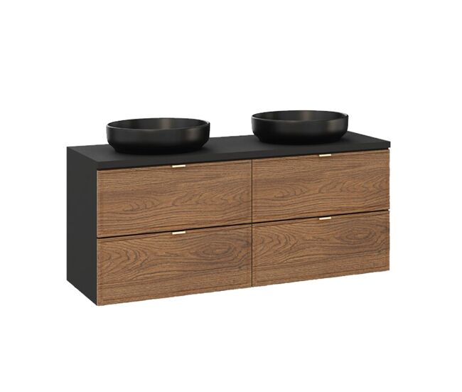 Mueble lavabo doble 120cm elena madera y negro