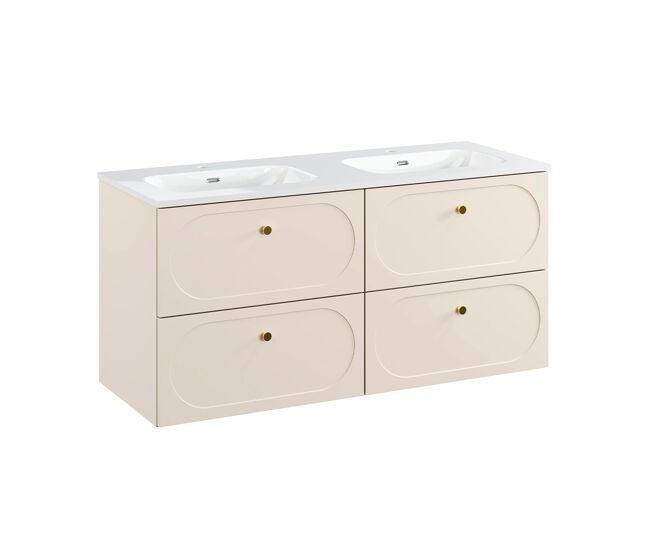 Mueble lavabo doble encastrado 120cm sanae beige arena