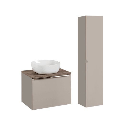 Conjunto móvel lavatório individual 60cm coluna Éros Taupe