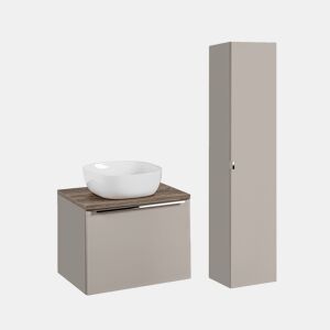 Conjunto móvel lavatório individual 60cm coluna Éros Taupe