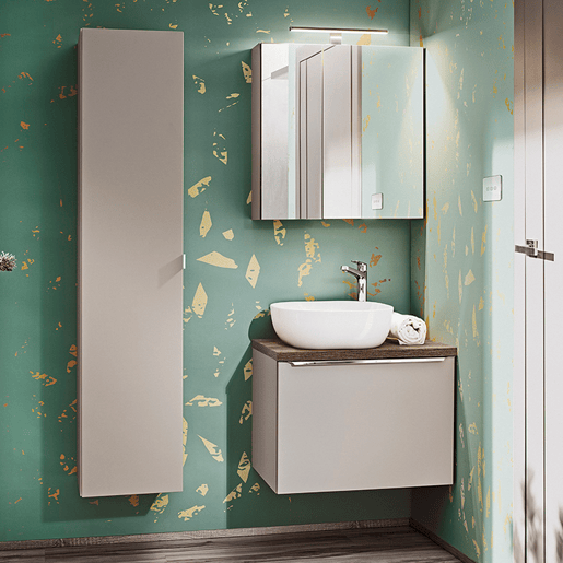 Conjunto móvel lavatório individual 60cm coluna Éros Taupe