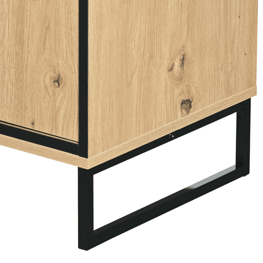 Aparador baixo com LED - 3 gavetas, 2 portas e 3 prateleiras - Natural